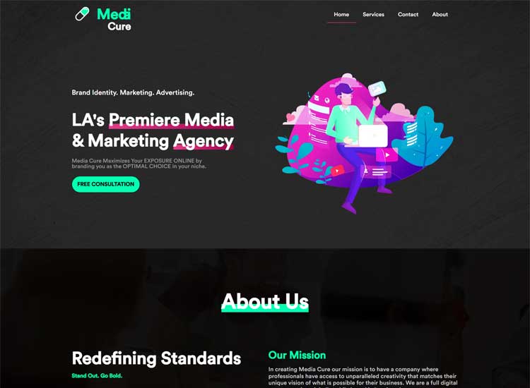 Website development for Media cure
