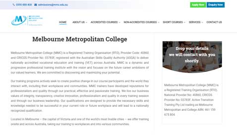 Website development for Melbourne Metropolitan College